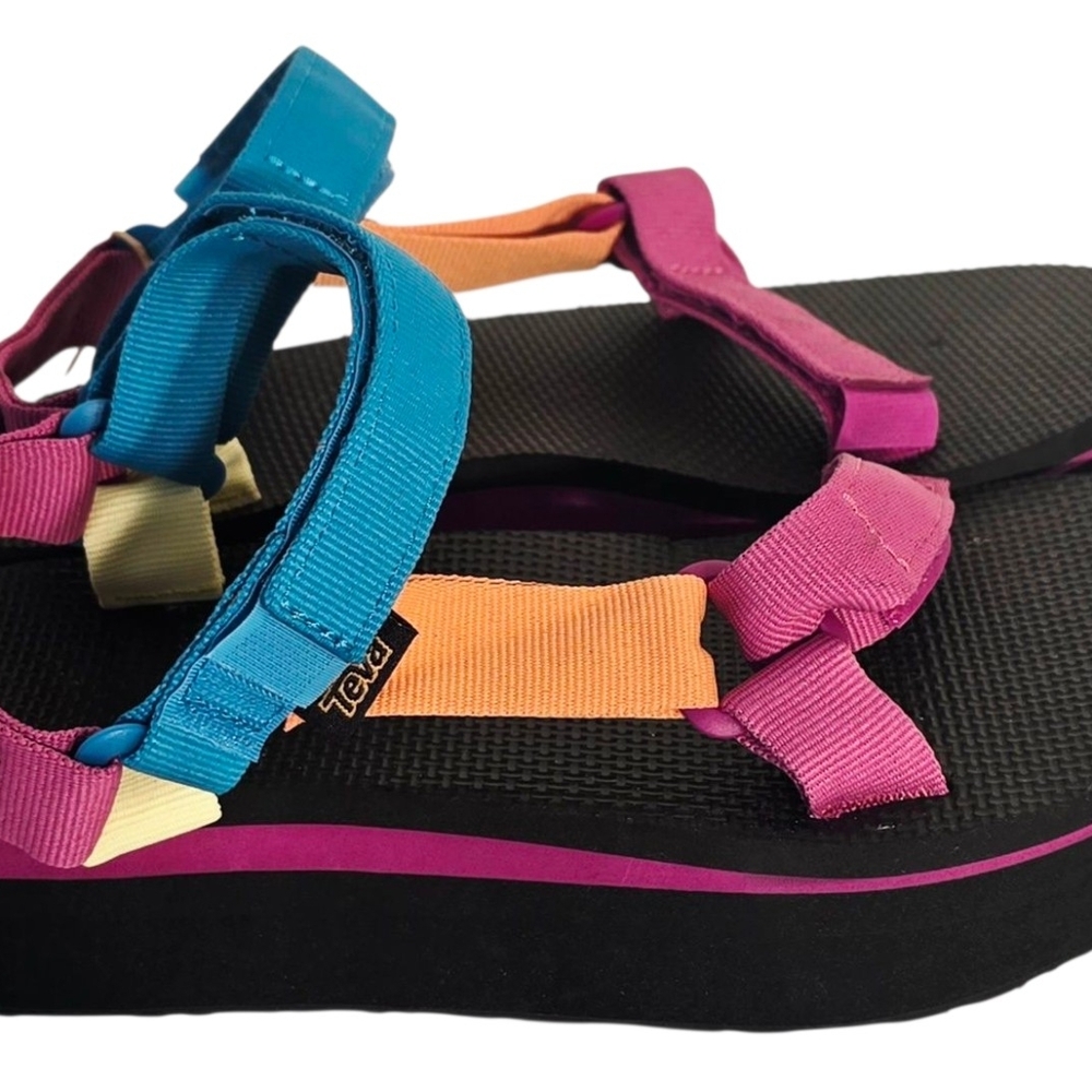 Teva Platform Sandals Womens Multicolor Flatform Hiking Outdoor NEW - Picture 2 of 8